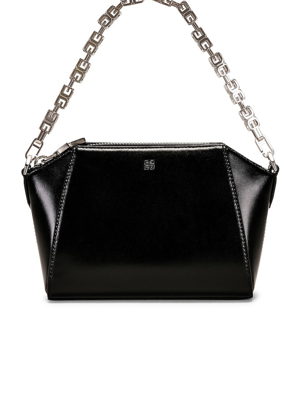 Givenchy Antigona Black Leather Shoulder Bag with Silver Chain